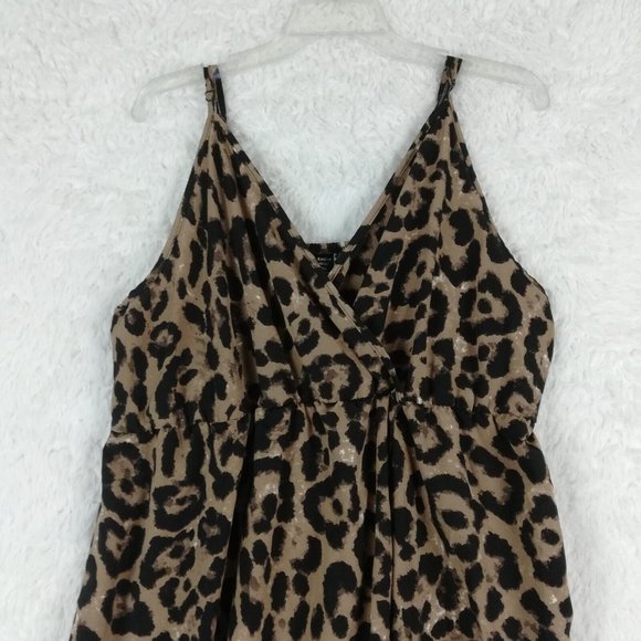 Shein Curve‎ Womens Dress Maxi High Low Leopard Print Front Slit V Neck 2XL - Picture 3 of 10